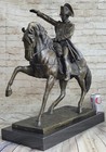 Western Pure Bronze Copper Marble Napoleon Ride Horse Art Deco Sculpture Statue