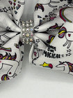 Jojo Siwa Large Hair Bow Clip White With Magical Unicorns Rhinestone Coupler