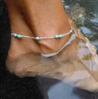 Sexy Women Boho Jewelry 925 Silver Plated Turquoise Blue Anklet Foot Bracelet