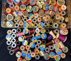      Massive Lot Vintage Sewing Thread     Rainbow Spools  Wood  Plastic    Bobbins
