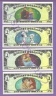 2013 A  1 Villain Heroes Disney Dollars All 4 Disneyland Notes W  Error Cruella
