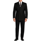 Vinci Men s Black Double-breasted Suit W  Adjustable Waist  Reg-fit - New