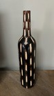 Vtg Studio Art Pottery Bottle Vase Brutalist Black Brown Cream Textured Mcm  18 