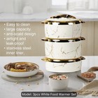 3pcs White Food Warmer Set Insulated Rice Bucket  Hot Food Well  3 Pans