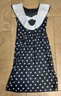 Vintage Petite Lange Black White Polka Dot Dress Sailor Collar Bow Usa Size 8