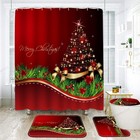 4xmerry Christmas Bathroom Set Christmas Tree Pattern Shower Curtain Home Decor