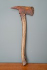 Antique Pickhead Fire Axe Old Red Paint Wood Handle Vintage Tool