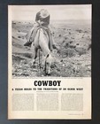 1949 Cowboy Article Western Herding Cattle Branding Prairie Life Horses Vintage