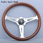 Nardi Classic 360mm Mahogany Wood Steering Wheel With Silver Chrome Finish