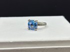 David  yurman Chatelaine 11mm Blue Topaz Petite 925 Silver And Pav   Ring Size 7