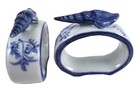 Sea Shell Seashell Porcelain Napkin Rings Set Of 4 Blue And White