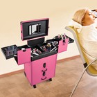 Professional Rolling Makeup Trolley Train Case Box Organizer Salon Cosmetic
