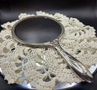 Heavy Vintage Antique Silver Plated Ornate Vanity Hand Mirror 8 75    X 5   