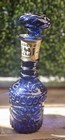 Cobalt Blue Glass Decanter Bottle Empty 12  Tall Vintage Jim Beam   s Bonded Beam