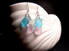 Soft Pastel Shades Sea Glass Cascade Pebble Earrings 