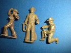 3 Roy Rogers Western Cowboy Figures 1950 s Marx Playset 60mm Lot Vintage Brown