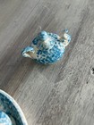 Vintage Miniature Porcelain Teaset Child s Doll Blue Spongeware