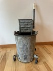 Vintage Mop Bucket Galvanized Wringer Press Steel Metal Geerpres Style Deluxe
