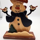 Wooden Tabletop Snowman Wood Decor Winter Christmas Let It Snow Christmas Vintag