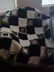 New Hand Crochet Black White And Gray Squares Afghan Lap Blanket Throw