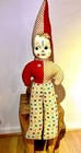 Carnival Clown Doll  Celluloid Face Collectible 29    Rare 1950   s Mcm Unique