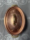 E Dehillerin Vintage Oval  Copper Tin Lined Lidded Roasting Pan Paris France