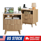 2pcs 24   Nightstand Bedside Table Night Stand With Charging Station 2 Drawers