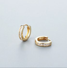 14k Gold Plated Stainless Steel Huggie Hoop Earrings Cz Small 9mm Women Men