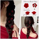 Mini Rose Flower Hair Clips For Women floral Hairpins For Mothers Small 10 Red