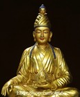 Old Tibet Purple Bronze Gold Painting Guru Padmasambhava Rinpoche Buddha Statue