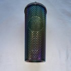 Starbucks Tumbler Oil Slick Rainbow Studded 24 Oz Used Once Coffee Cup Mug