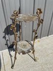 Vtg 2-tier Floral Ornate Cast Metal Plant Stand Table Nl  for Parts repair 