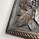 Vintage Carved Wood Floral Wall Plaque Relief Medium Brown Made In India Art
