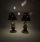 2 Yankee Candle Christmas Boy And Girl Lamp Votive Holders W green Tin Shades