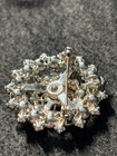 Blue Silver Flower Cluster Brooch Pin Rhinestone Clear Accent Fashion Jewelry