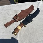 Custom Made Bowie Knife With Leather Sheath  14 1 2  Blade Unique