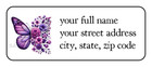 30 Purple Butterfly Personalized Return Address Labels Stickers Tags