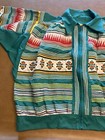 Vintage Teal Seminole Native American Patchwork Ric-rac Jacket Size M