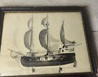 Antique Vintage Framed Photo Galleon Ship Model R t e  1922 Clipper Nautical