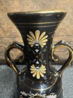 Vtg Strigos Greek Mythology Vase 24k Gold Trim Handmade Ceramic Amphora 6 25   