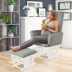 Costway Glider And Ottoman Cushion Set Wooden Baby Nursery Rocking Chair Grey