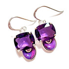 New Barse Earrings Purple Quartz Turquoise Sterling Plated Drop New W card