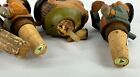 Set Of 4 Vintage Anri Hand Carved Wooden Mechanical Wine Cork Bottle Stoppers
