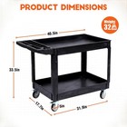 Heavy Duty Rolling Utility Cart 2 Tier Service Cart With Wheels Storage 550lbs