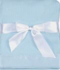 Thermal Waffle Weave Baby Blanket With Satin Nylon Trim  Blue  Oversized 36x50
