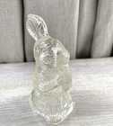 Vintage Victory Glass Bunny Rabbit W Carrot Candy Jar Container Dispenser Clear
