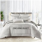 3 Pc Set hotel Collection Structure King Duvet   2 Standard Shams Silver