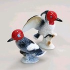 Redheaded Woodpecker Porcelain Figurines Japan Bone China By Art Metal Vintage