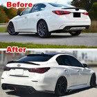 For Infiniti Q50 2014-2017 Rear Bumper Lip Diffuser Spoiler Carbon Fiber Look