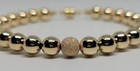 14k Yellow Gold Filled Sparkle Stardust 6mm Beaded Handmade Magnetic Bracelet